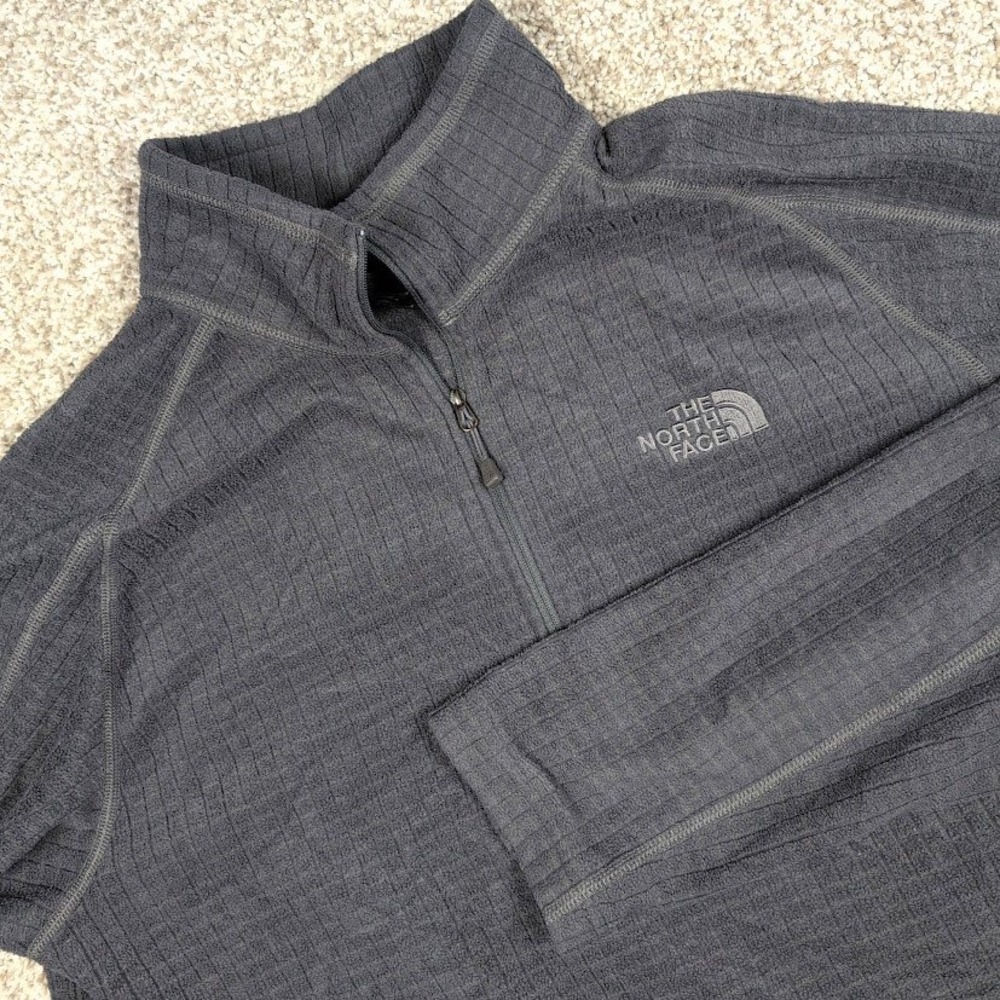 The North Face Mens Quarter Zip Fleece Pullover Long Sleeve Gray Size L